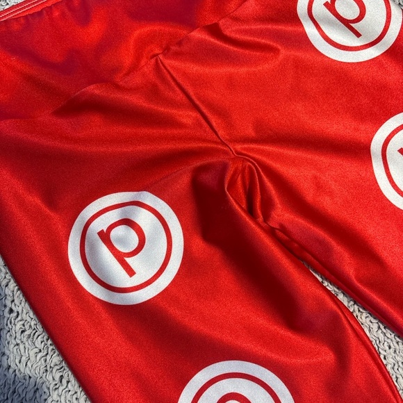 Goldsheep Vibrant Red Leggings with White Accents - Picture 2 of 6